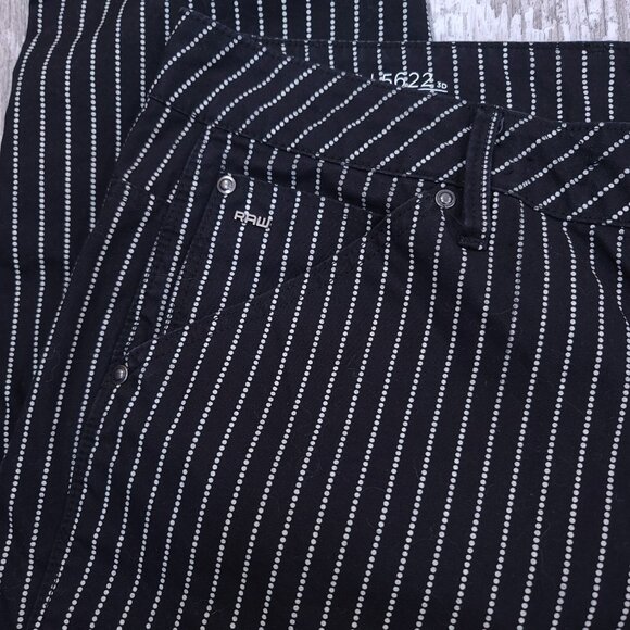G-Star Jeans Womens 34x27 3D Boyfriend COJ Mid Rise Black Striped Pants - Picture 4 of 10